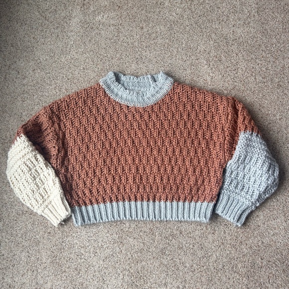 Universal Thread Colorblock Sweater - Rust, Light Gray, Cream - Picture 2 of 4